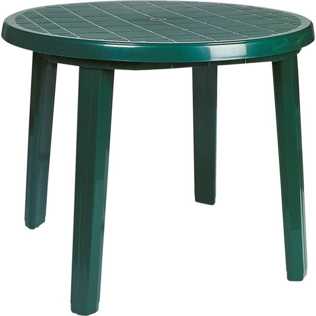 Atlin Designs 35.5" Round Resin Outdoor Patio Dining Table in Green