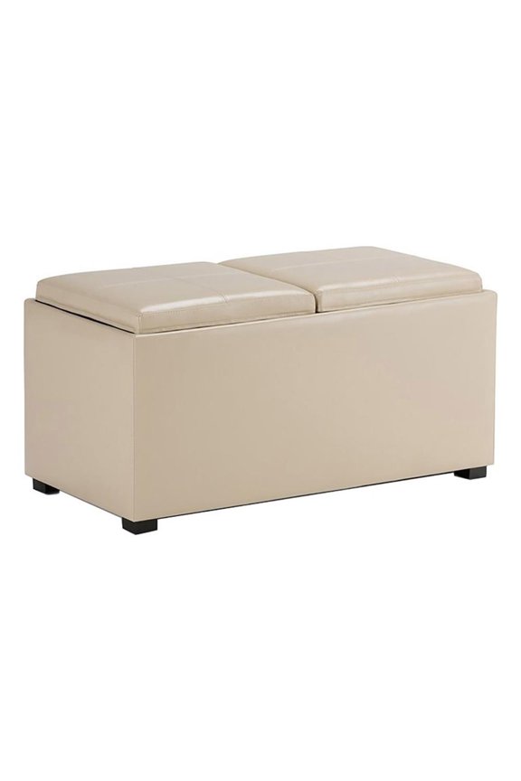 5-Piece Modern Faux Leather Storage Ottoman in Cream