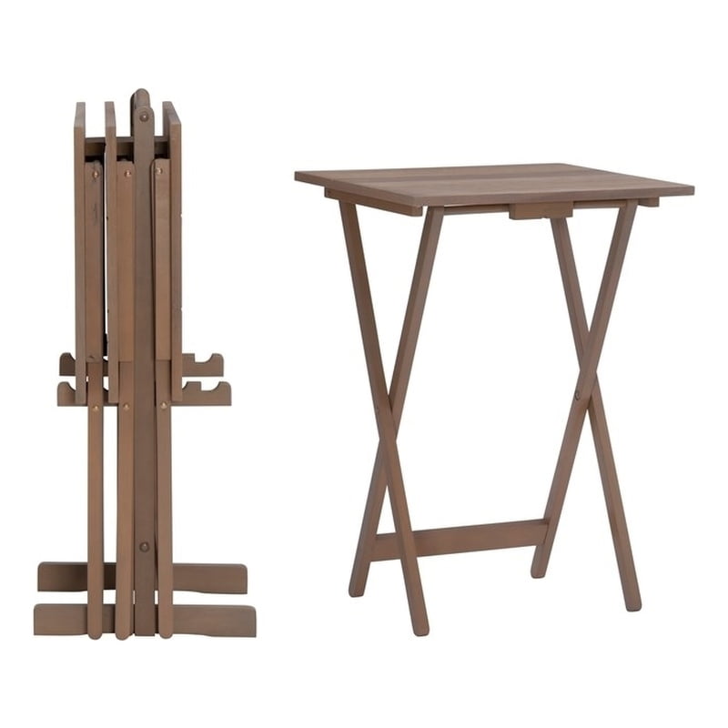 Atlin Designs 5Piece Transitional Wood Tray Table Set in Gray