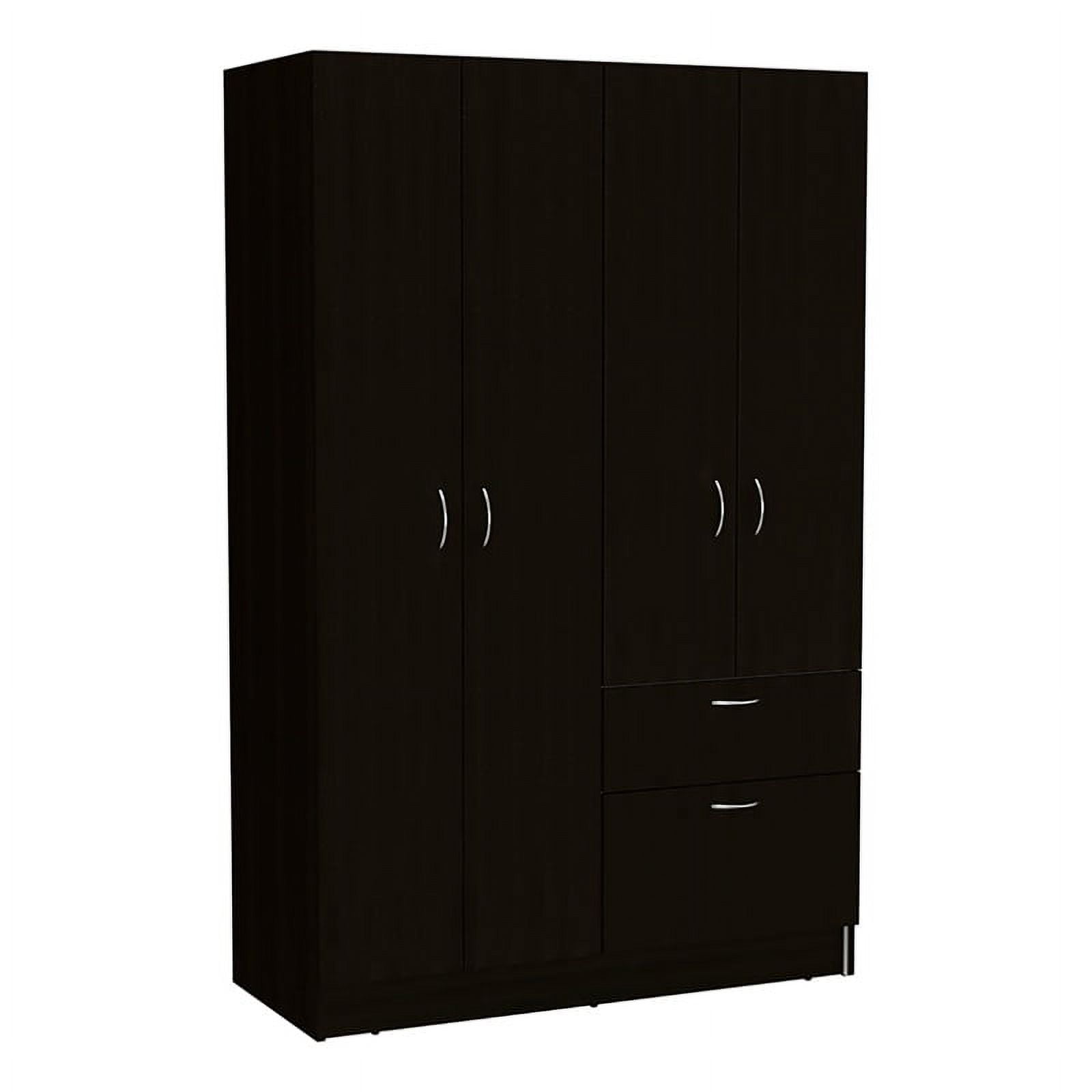Atlin Designs 5Shelf Modern Wood Bedroom Armoire in Black/White
