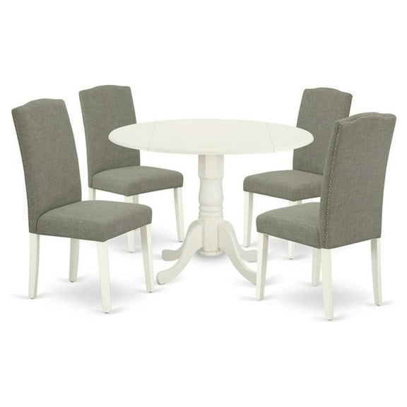 Atlin Designs 5-piece Wood Dining Set in Linen White/Dark Shitake