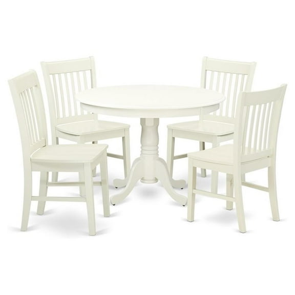 Atlin Designs 5-piece Wood Dining Set in Linen White