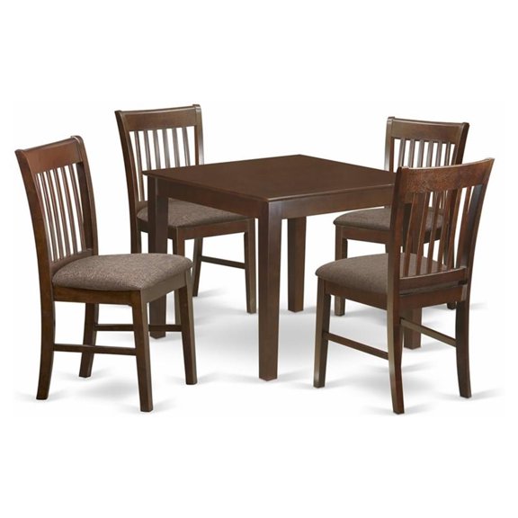 Atlin Designs 5-piece Wood Dining Set with Fabric Seat in Mahogany