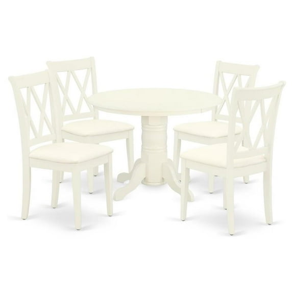 Atlin Designs 5-piece Wood Dining Set with Linen Seat in White
