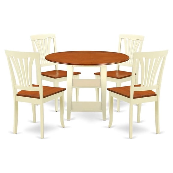 Atlin Designs 5-piece Wood Dining Table Set in Buttermilk/Cherry
