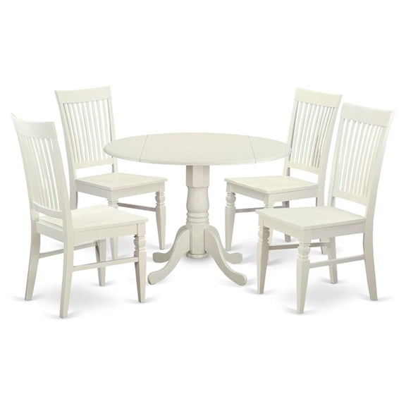 Atlin Designs 5-piece Wood Kitchen Table Set in Linen White