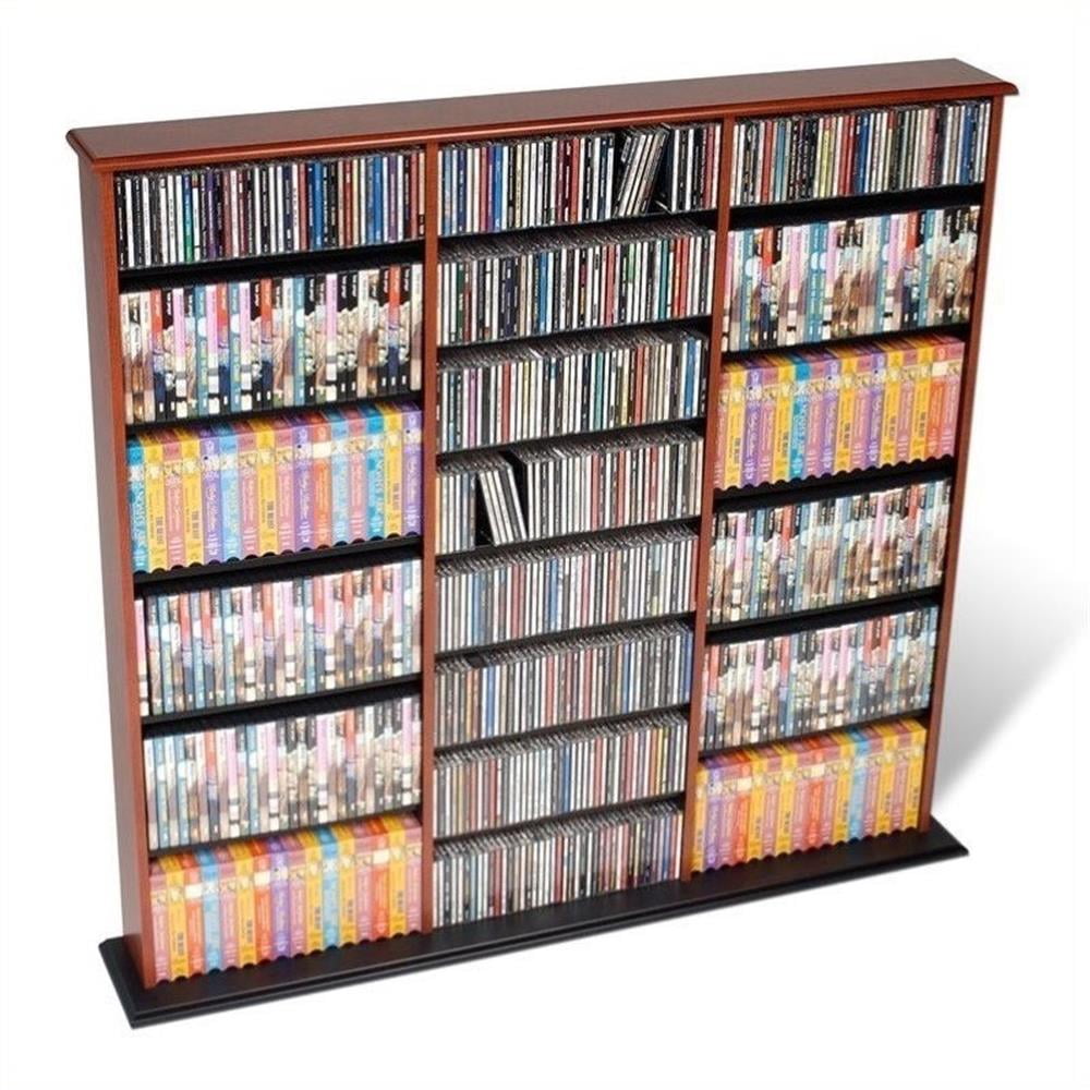 Cherry and Black Triple Width Media Storage Tower