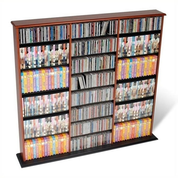 Atlin Designs 51" Triple CD DVD Wall Media Rack in Cherry and Black