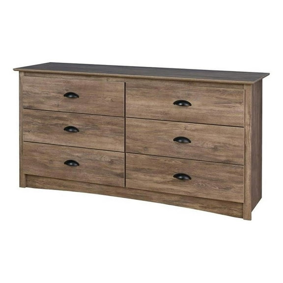 Atlin Designs 6-Drawer Composite Wood Dresser in Drifted Gray