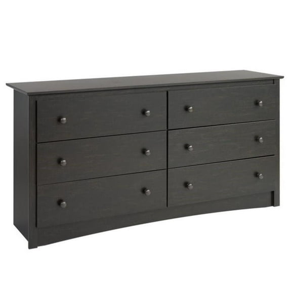 Atlin Designs 6 Drawer Double Dresser in Washed Black
