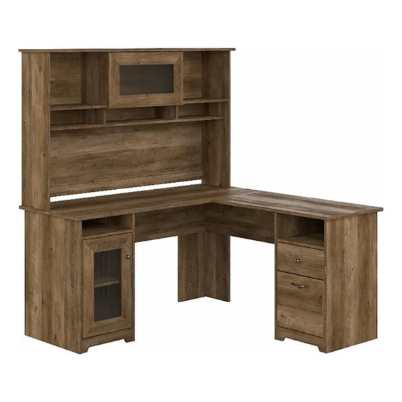 Atlin Designs 60" Traditional Engineered Wood Computer Desk with Hutch in Brown
