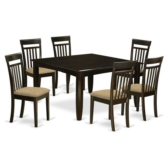 Atlin Designs 7-piece Dining Set with Fabric Seat in Cappuccino