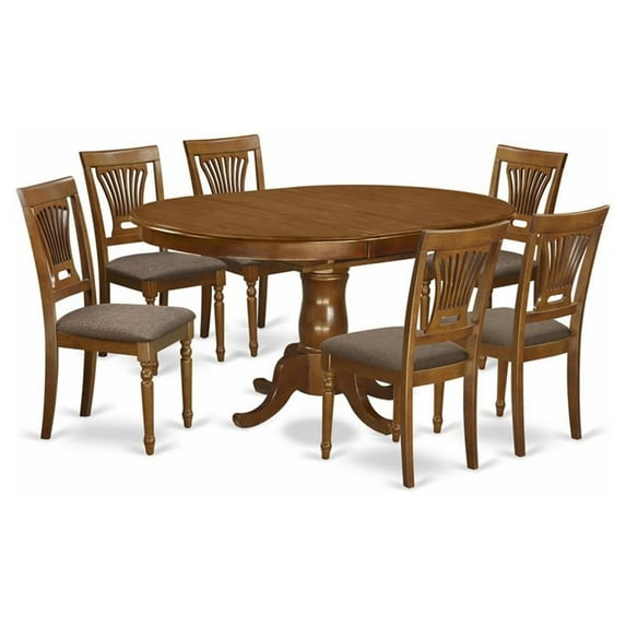 Atlin Designs 7-piece Table and Dining Chairs in Saddle Brown