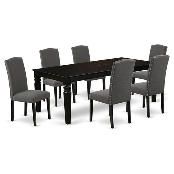 Atlin Designs 7-piece Wood Dining Set in Black/Dark Gotham Gray
