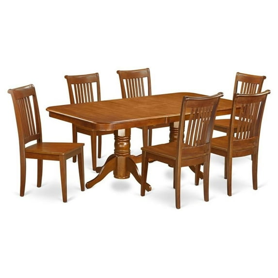 Atlin Designs 7-piece Wood Dining Set in Saddle Brown