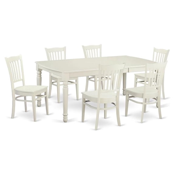 Atlin Designs 7-piece Wood Dining Table and Chair Set in Linen White