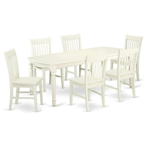 Atlin Designs 7-piece Wood Kitchen Table Set in Linen White
