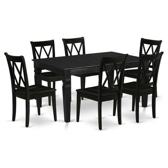 Atlin Designs 7-piece Wood Kitchen Table and Chair Set in Black