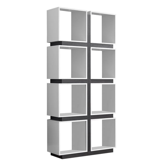 Atlin Designs Wood White and Gray Bookcase Rectangular 71" Unassembled