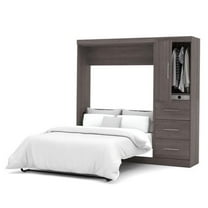 Atlin Designs 84" Engineered Wood Full Wall Bed Kit with 3 Drawer Set in Gray