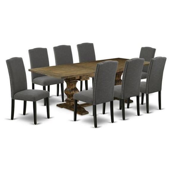 Atlin Designs 9-piece Wood Dining Set in Brown/Dark Gotham Gray
