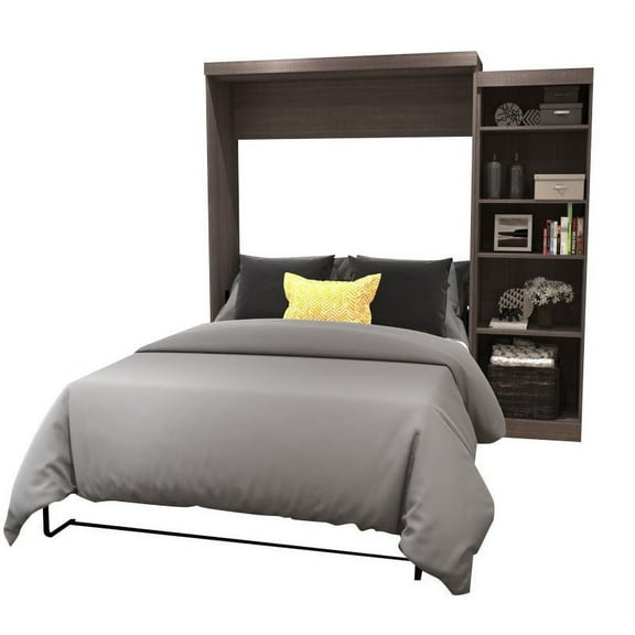 Atlin Designs 90" Queen Wall Bed with Storage in Bark Gray