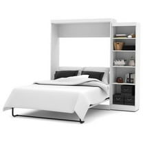 Atlin Designs 90" Queen Wall Bed with Storage in White