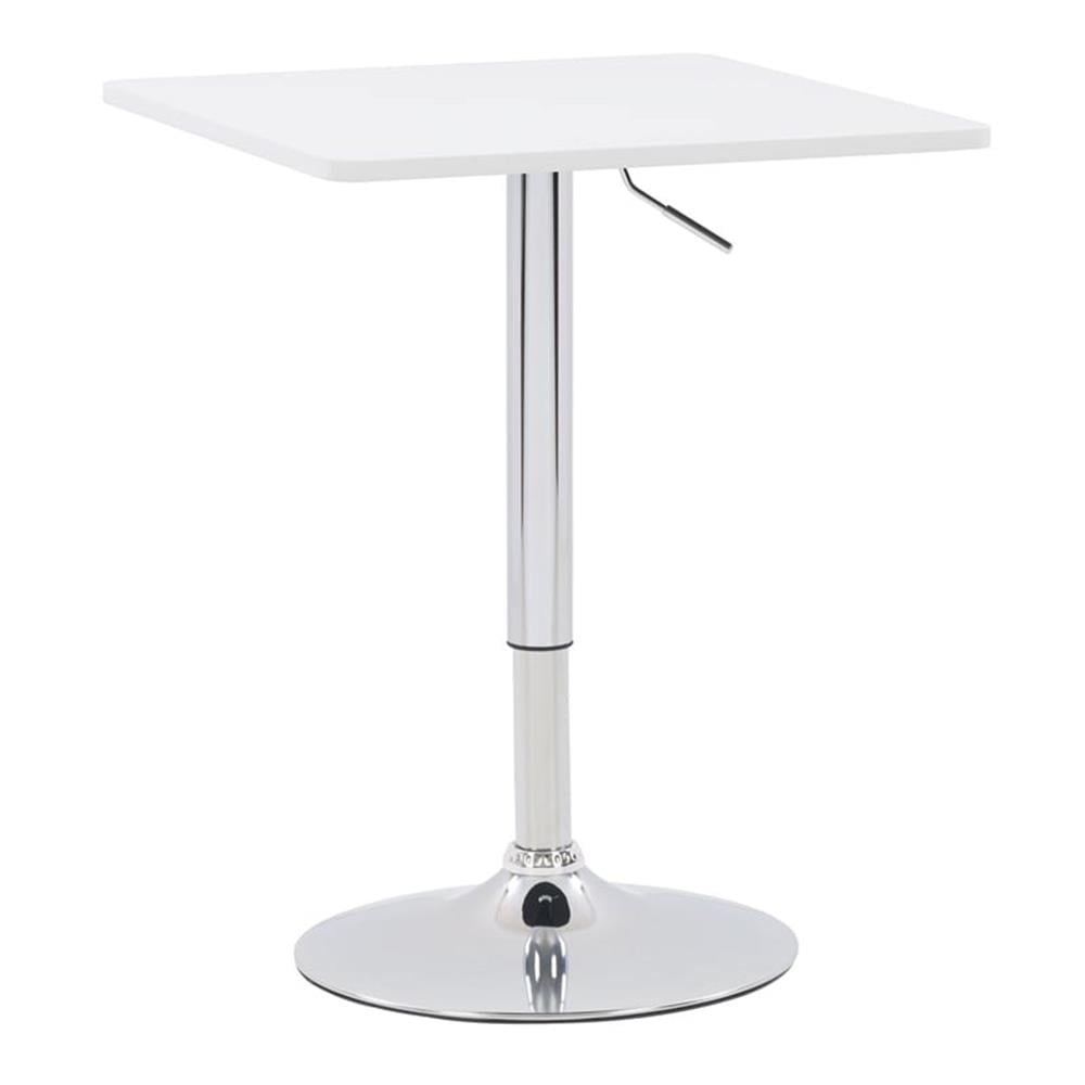 White and Chrome Adjustable Height Square Wood Pub Table