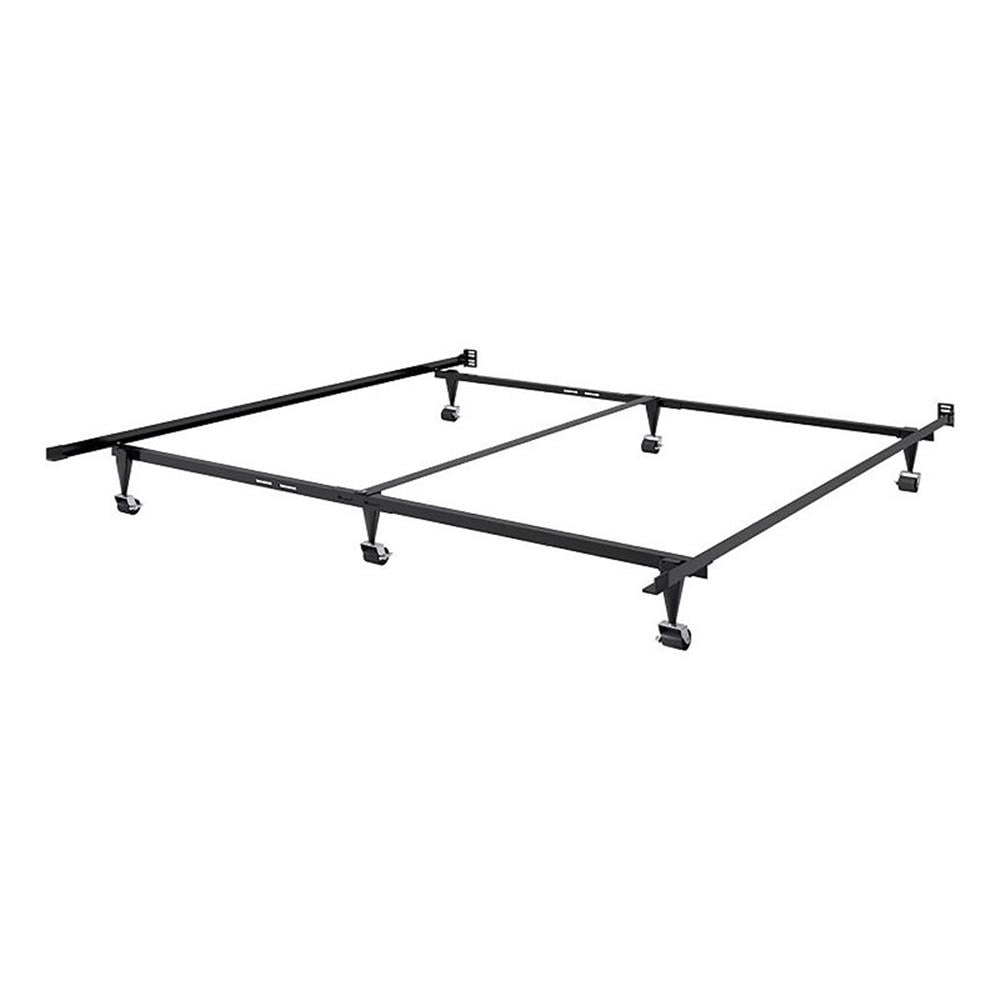 Adjustable Black Metal Queen to King Bed Frame with Headboard