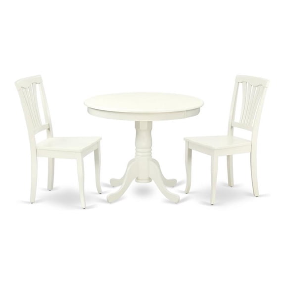 Atlin Designs Antique 3-piece Asian Hardwood Dining Set in Linen White