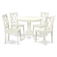 thumbnail image 1 of Atlin Designs Antique 5-piece Dining Set with Round Table in Linen White, 1 of 6