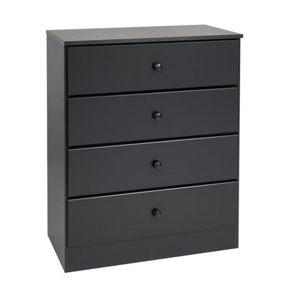 Atlin Designs Contemporary 4-Drawer Solid Wood Chest in Black