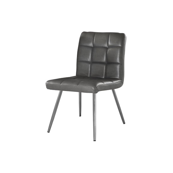 Atlin Designs Contemporary Leather & Metal Dining Chair in Gray (Set of 2)