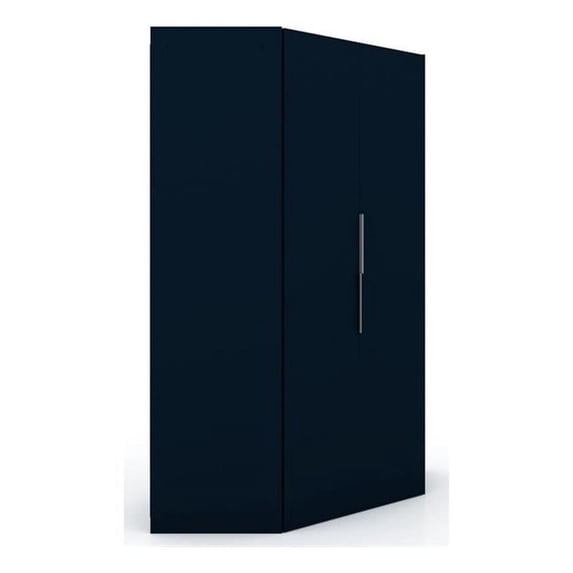 Atlin Designs Contemporary Wood Corner Wardrobe Closet in Midnight Blue