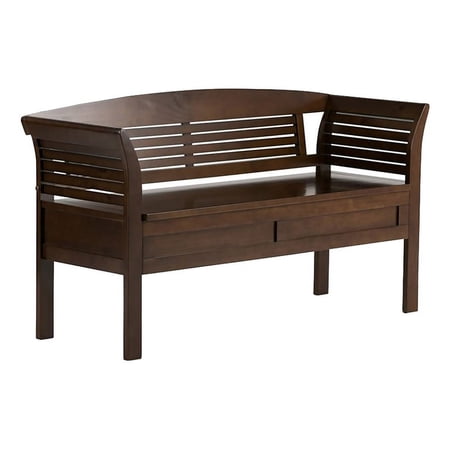 Atlin Designs Contemporary Wood Entryway Storage Bench in Rustic Brown