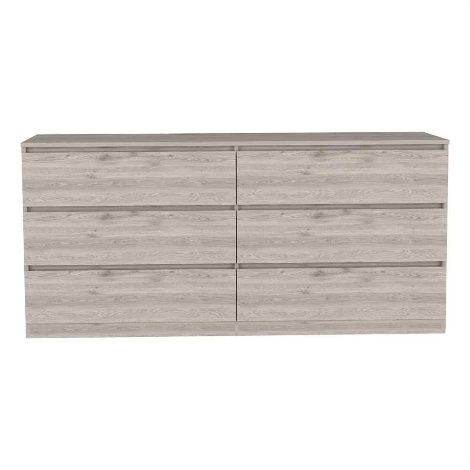 Atlin Designs Engineered Wood 6 Drawer Double Dresser in Light Gray