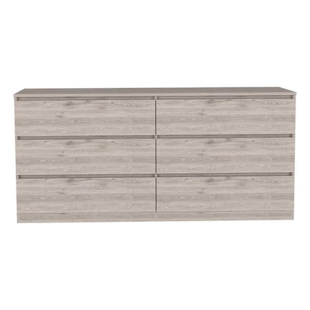 Atlin Designs Engineered Wood 6 Drawer Double Dresser in Light Gray-White