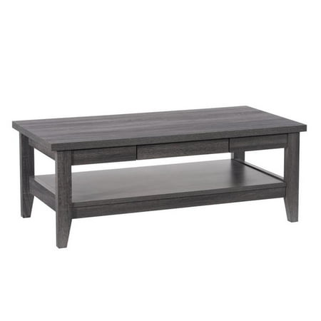 Atlin Designs Engineered Wood Coffee Table with Hidden Drawers in Dark Gray