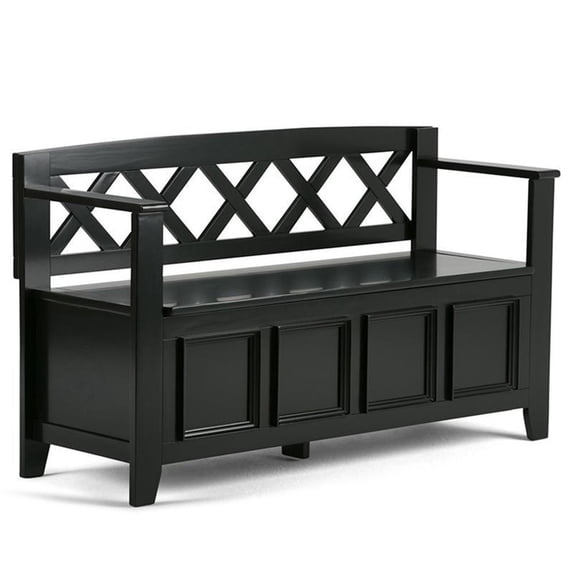 Atlin Designs Solid Pine Black Storage Bench Square 48" Unassembled