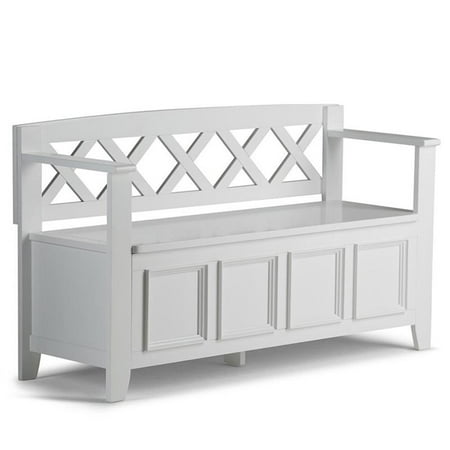 Atlin Designs Solid Pine White Storage Bench Rectangular Large 48" Unassembled
