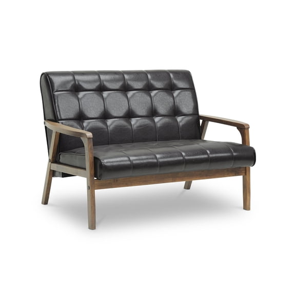 Atlin Designs Faux Leather Loveseat in Brown