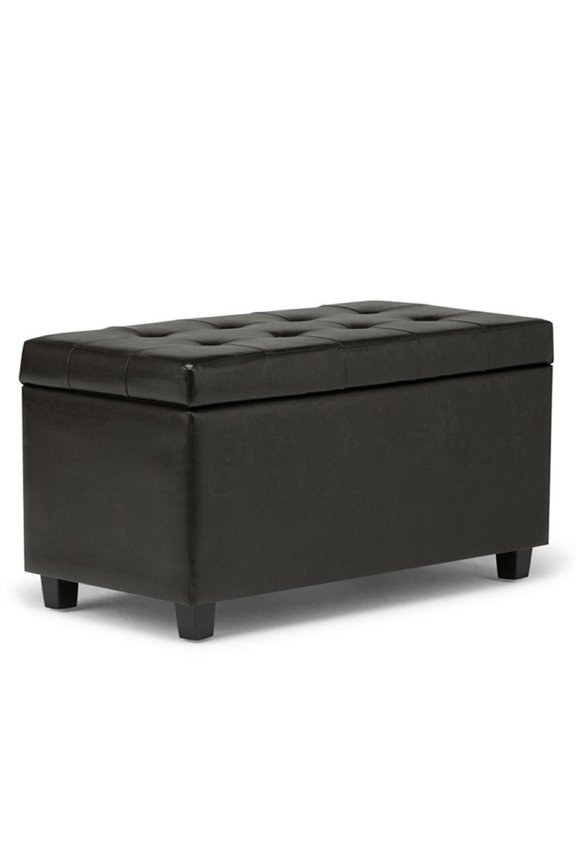 Faux Leather Storage Bench in Brown