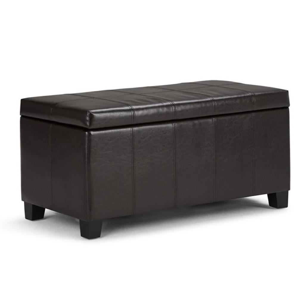 Brown Faux Leather Storage Bench with Lift-Up Lid