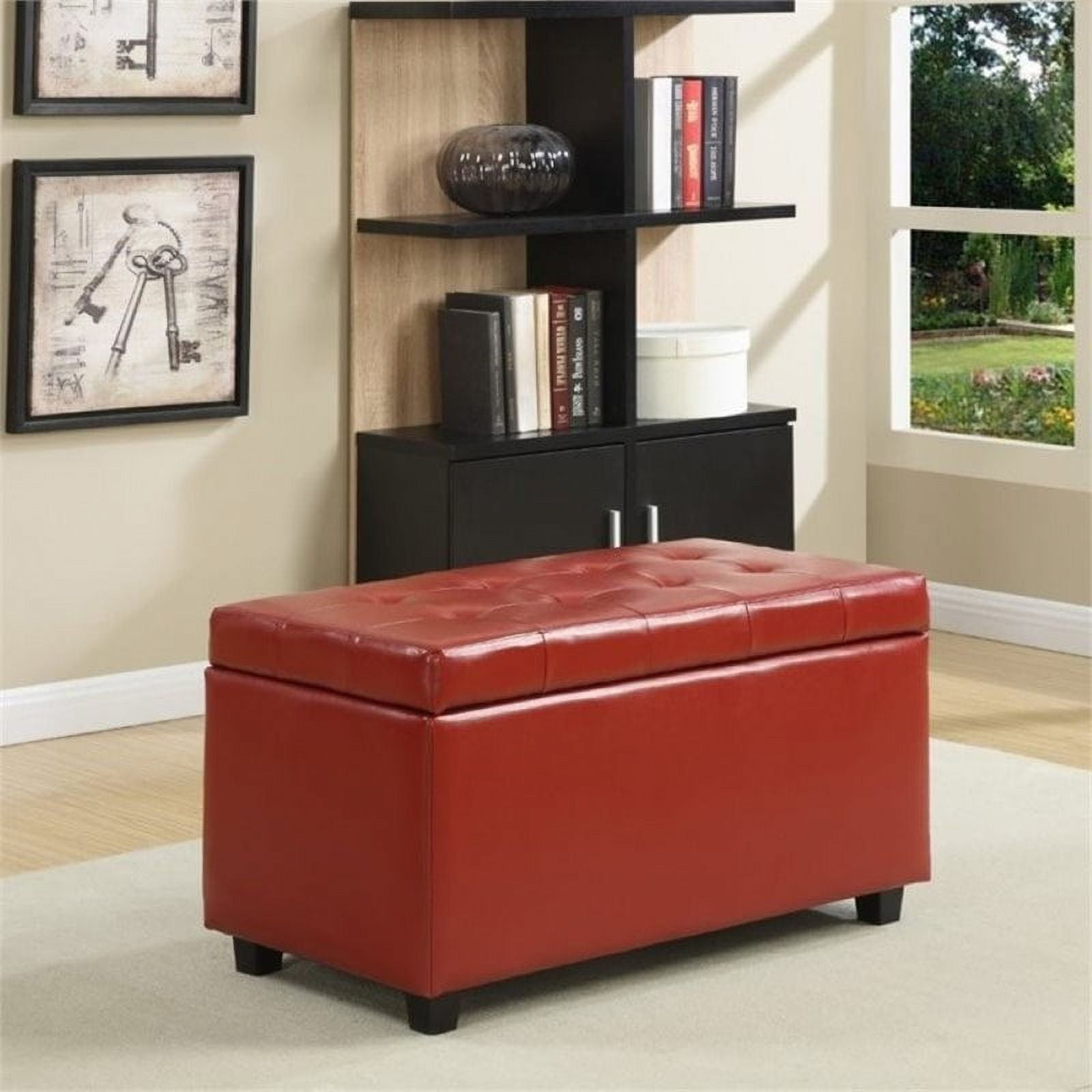 Atlin Designs Faux Leather Storage Bench in Red