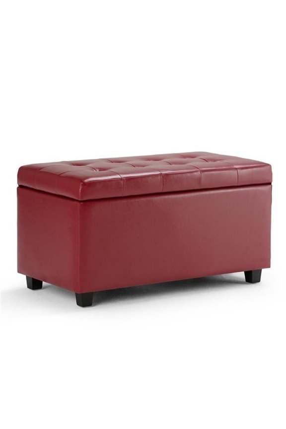 Faux Leather Storage Bench in Red