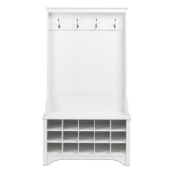 Atlin Designs Hall Tree With Shoe Storage In White