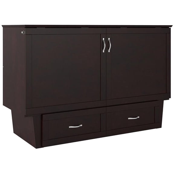 Atlin Designs Mid-Century Solid Wood Queen Murphy Bed Chest in Espresso
