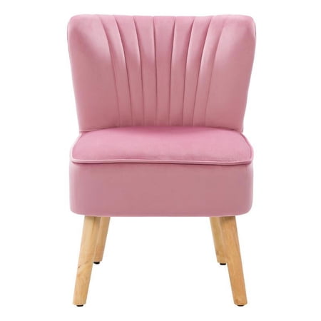 Atlin Designs Mid-Century Velvet Accent Chair in Pink