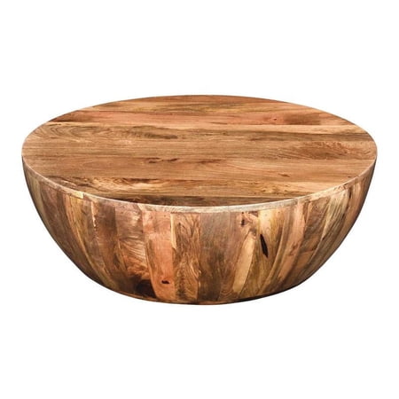 Atlin Designs Modern 35.5" Round Modern Style Wood Coffee Table in Dark Brown