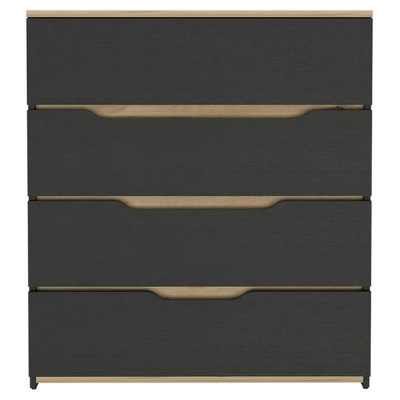 Atlin Designs Modern 4-Drawer Wood Bedroom Dresser in Black/Light Oak